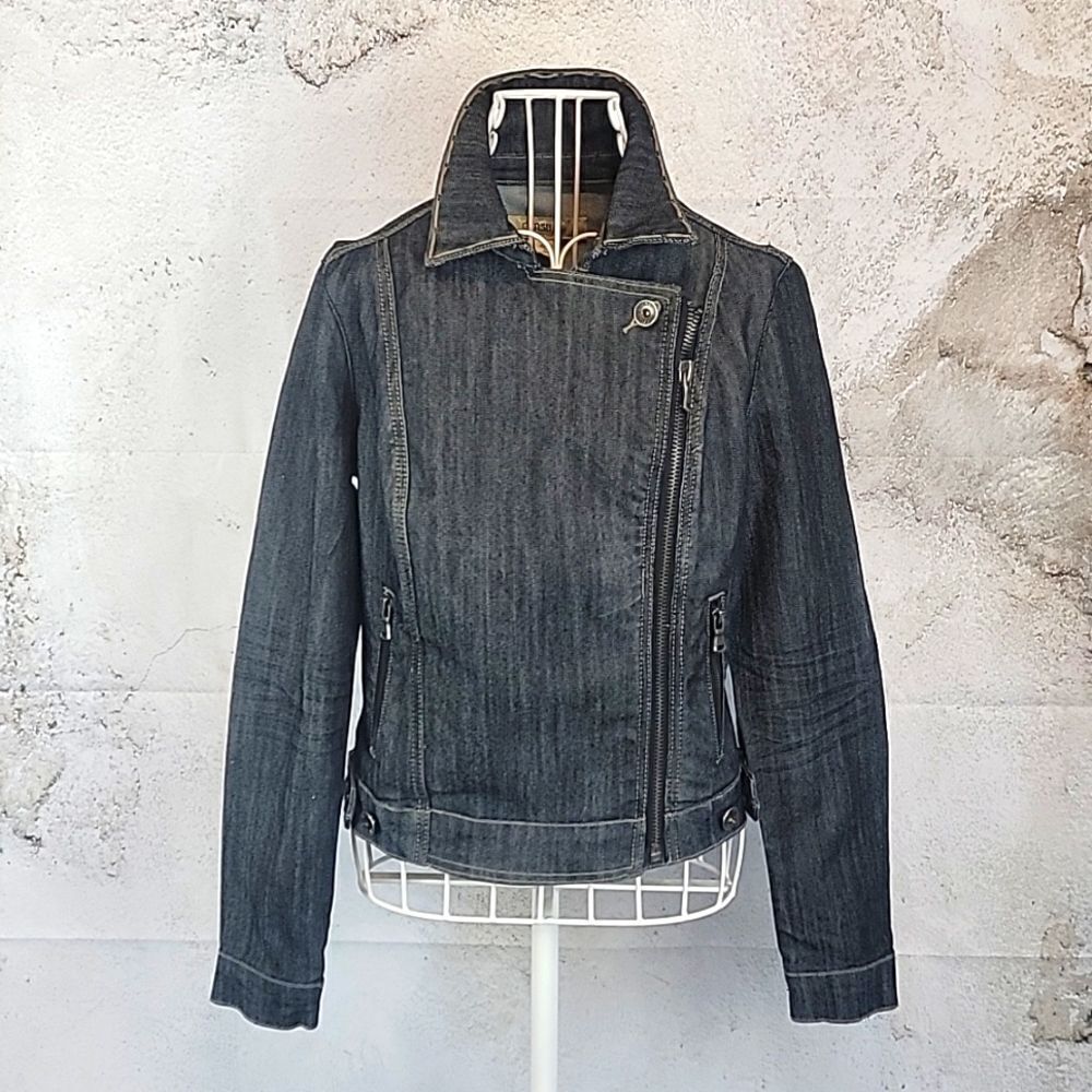 Clash Jeans moto jacket black rinse crystal embellished Women's Size S